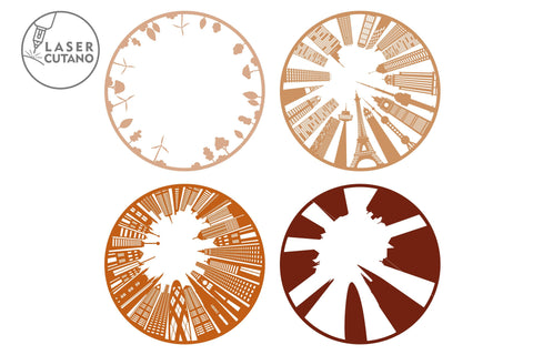 WORLD Multilayer Laser Cut Files, Mandala, Round Sign SVG, 3D Designs SVG LaserCutano 