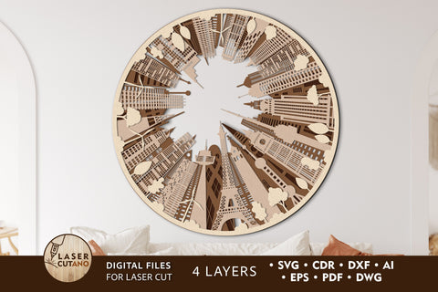 WORLD Multilayer Laser Cut Files, Mandala, Round Sign SVG, 3D Designs SVG LaserCutano 