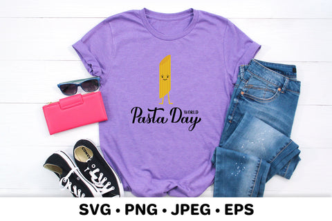 World Pasta Day calligraphy lettering. Cute macaroni. SVG LaBelezoka 
