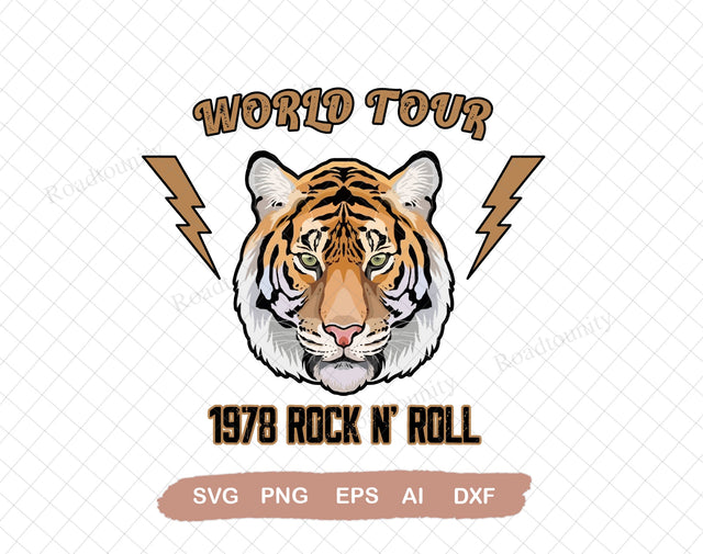 World Tour Tiger Svg, Download Svg,Rock n Roll Svg,Svg File for Cricut, Ai, Png, Dxf. Eps SVG DiamondDesign 