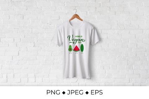 World Vegan Day lettering with fruits and vegetables Sublimation LaBelezoka 