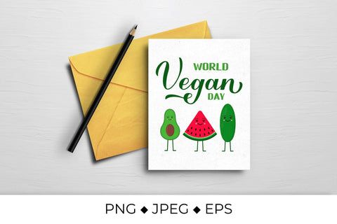 World Vegan Day lettering with fruits and vegetables Sublimation LaBelezoka 