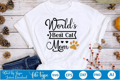 World's Best Cat Mom SVG SVGs,Quotes and Sayings,Food & Drink,On Sale, Print & Cut SVG DesignPlante 503 