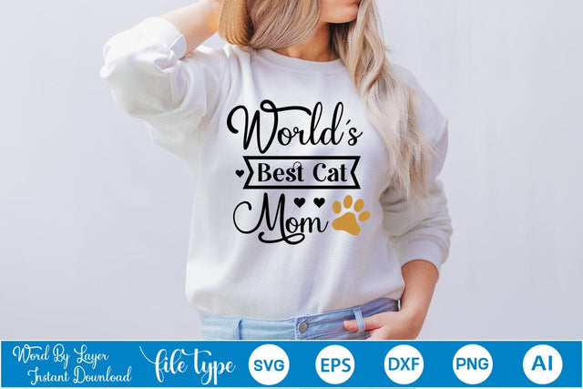 World's Best Cat Mom SVG SVGs,Quotes and Sayings,Food & Drink,On Sale, Print & Cut SVG DesignPlante 503 