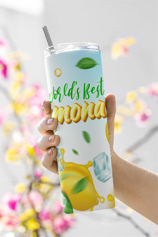 World's Best Lemonade tumbler png, Lemonade tumbler png wrap, 20oz skinny tumbler wrap png Sublimation CaldwellArt 