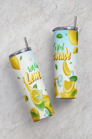 World's Best Lemonade tumbler png, Lemonade tumbler png wrap, 20oz skinny tumbler wrap png Sublimation CaldwellArt 