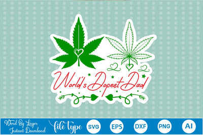 World's Dopest Dad Sticker SVG SVGs,Quotes and Sayings,Food & Drink,On Sale, Print & Cut SVG DesignPlante 503 