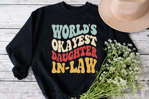 World's Okayest Daughter In-Law svg, wavy Groovy svg, style Stacked svg, eps png Cricut Instant Download SVG Fauz 