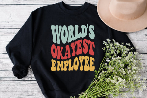 World's Okayest Employee svg, Coworkers Campsite svg, wavy Groovy svg, style Stacked svg, eps png Cricut Instant Download SVG Fauz 