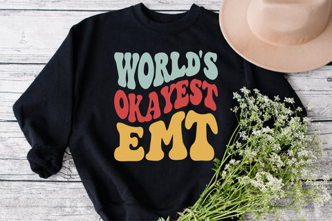 World's Okayest Emt svg, wavy Groovy svg, style Stacked svg, eps png Cricut Instant Download SVG Fauz 