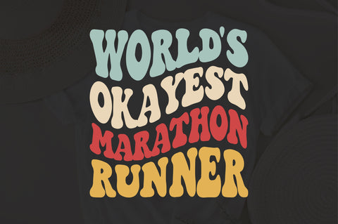 World's Okayest Marathon runner svg, wavy Groovy svg, style Stacked svg, eps png Cricut Instant Download SVG Fauz 