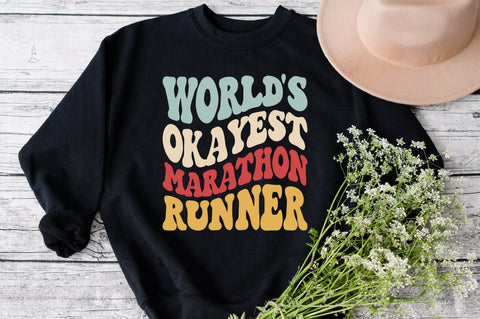 World's Okayest Marathon runner svg, wavy Groovy svg, style Stacked svg, eps png Cricut Instant Download SVG Fauz 
