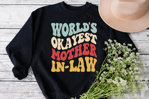 World's Okayest Mother In-Law svg, wavy Groovy svg, style Stacked svg, eps png Cricut Instant Download SVG Fauz 