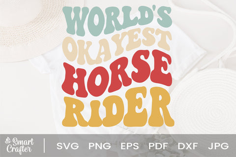 World's Okayest Rider svg, wavy Groovy svg, style Stacked svg, eps png Cricut Instant Download SVG Fauz 