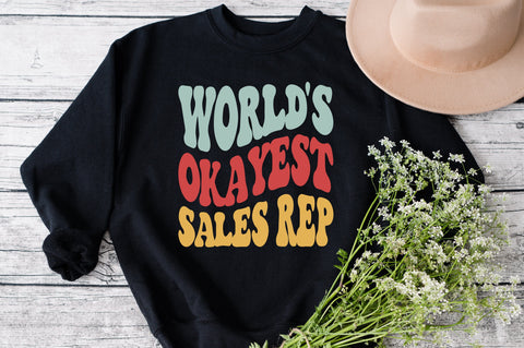 World's Okayest Sales rep svg, wavy Groovy svg, style Stacked svg, eps png Cricut Instant Download SVG Fauz 