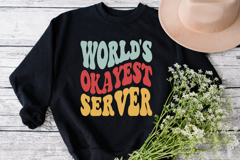 World's Okayest Server svg, wavy Groovy svg, style Stacked svg, eps png Cricut Instant Download SVG Fauz 