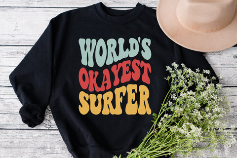 World's Okayest Surfer svg, World's Okayest Surfer svg, Surfer Gift svg, wavy Groovy svg, style Stacked svg, eps png Cricut Instant Download SVG Fauz 