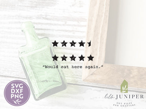 Would Eat Here Again SVG | Funny Kitchen SVG | Farmhouse Sign Design SVG LilleJuniper 