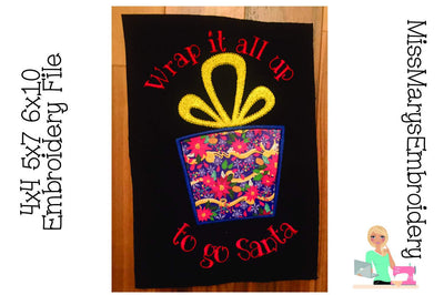 Wrap it all up to go Santa Embroidery/Applique MissMarysEmbroidery 