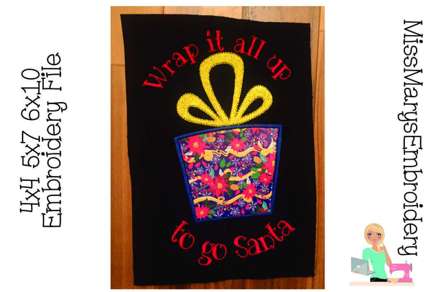 Wrap it all up to go Santa Embroidery/Applique MissMarysEmbroidery 