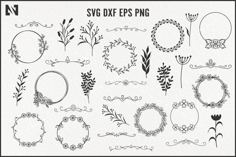 Wreath and Swirl Svg Bundle, Wreath Svg, Flourish Svg SVG Pinoyart Kreatib 
