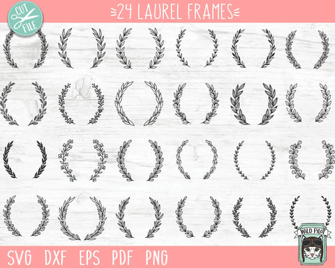 Wreath Bundle SVG, Laurel Leaf Wreath SVG files, Monogram Bundle svg, Wreath cut file, Circle Frame cut file, Split Monogram Wreath Bundle SVG Wild Pilot 