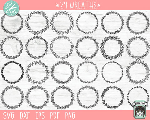 Wreath Bundle SVG, Laurel Leaf Wreath SVG files, Monogram Bundle svg, Wreath cut file, Circle Frame cut file, Split Monogram Wreath Bundle SVG Wild Pilot 