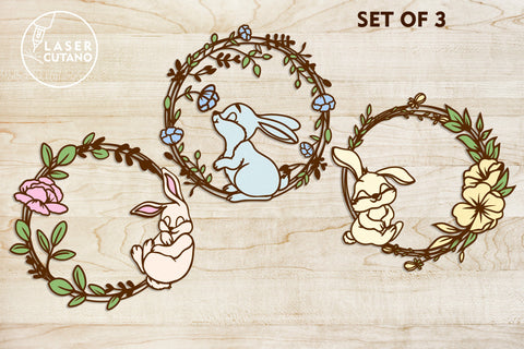 WREATH EASTER Bundle Paper Cut and Laser Cut Template SVG LaserCutano 