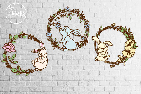 WREATH EASTER Bundle Paper Cut and Laser Cut Template SVG LaserCutano 