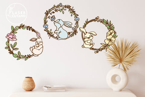 WREATH EASTER Bundle Paper Cut and Laser Cut Template SVG LaserCutano 