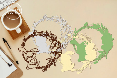 WREATH EASTER Bundle Paper Cut and Laser Cut Template SVG LaserCutano 