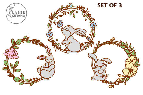 WREATH EASTER Bundle Paper Cut and Laser Cut Template SVG LaserCutano 
