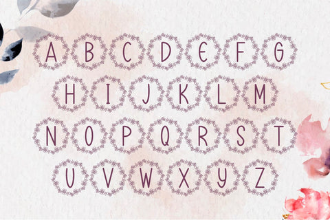 Wreath Flowers Monogram Font Masyafi Studio 