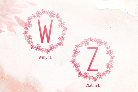 Wreath Flowers Monogram Font Masyafi Studio 