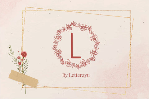 Wreath Flowers Monogram Font Masyafi Studio 