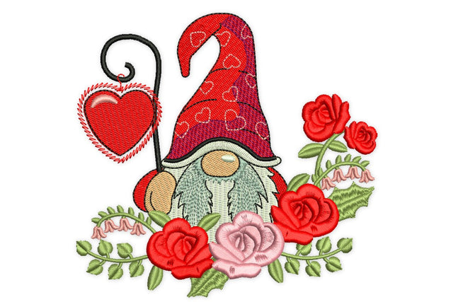 Wreath Love Gnome Embroidery Designs, Valentine's day Embroidery Designs Embroidery/Applique DESIGNS NextEmbroidery 
