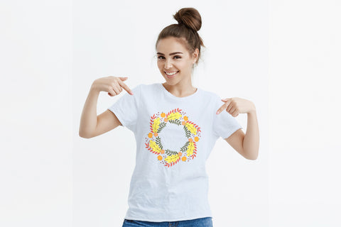 Wreath of fall leaves, flowers and pumpkins sublimation design Sublimation LaBelezoka 