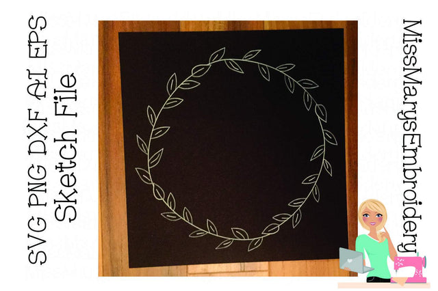 Wreath Sketch File | Foil Quill | Drawing File Sketch DESIGN MissMarysEmbroidery 