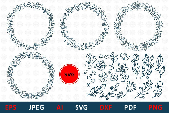 Wreath SVG bundle cut file for Family Monogram, Mailbox, wedding card, svg creator SVG Zoya Miller 