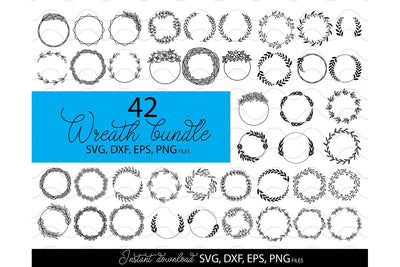 Wreath SVG Bundle, Floral Wreath SVG Bundle, Wreath Circle SVG, Monogram Frame SVG SVG March Design Studio 