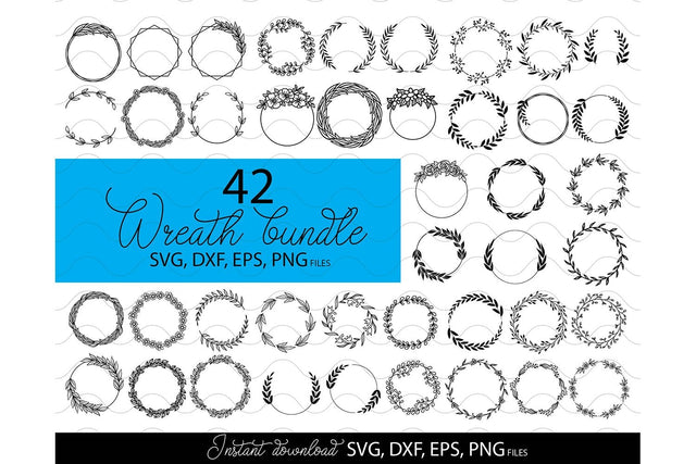 Wreath SVG Bundle, Floral Wreath SVG Bundle, Wreath Circle SVG, Monogram Frame SVG SVG March Design Studio 