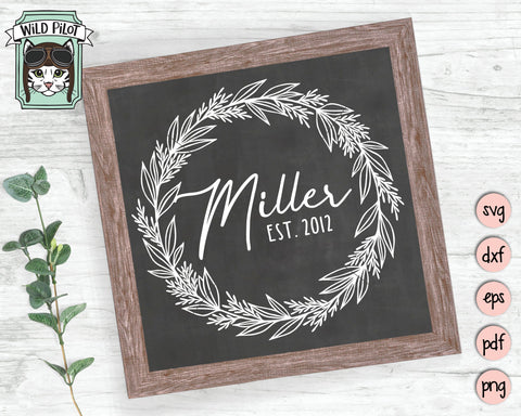 Wreath SVG File, Laurel Wreath SVG, Monogram Wreath Cut File, Monogram Frame SVG, Laurel Leaf Wreath SVG, Monogram Frame Cut File SVG Wild Pilot 