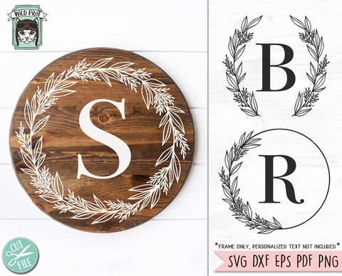 Wreath SVG File, Laurel Wreath SVG, Monogram Wreath Cut File, Monogram Frame SVG, Laurel Leaf Wreath SVG, Monogram Frame Cut File SVG Wild Pilot 