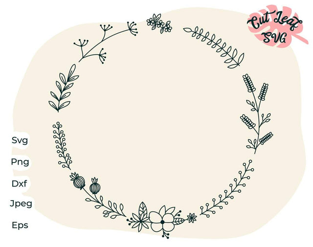 Wreath svg, floral wreath svg, floral svg, flower svg, flourish svg, summer svg, farm svg, farm clipart, monogram frame svg SVG CutLeafSvg 