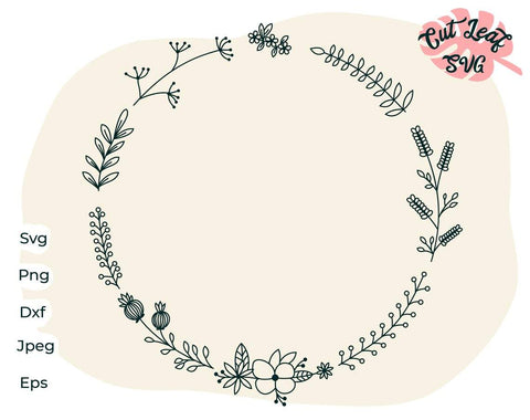 Wreath svg, floral wreath svg, floral svg, flower svg, flourish svg, summer svg, farm svg, farm clipart, monogram frame svg SVG CutLeafSvg 