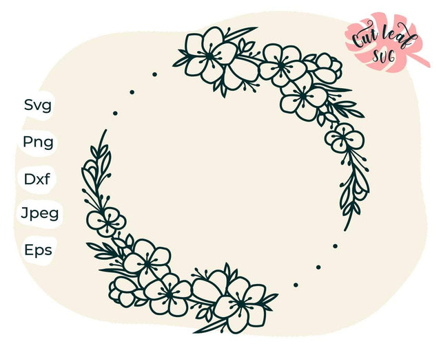 Wreath svg, floral wreath svg, floral wreath clipart floral frame, floral svg, flower svg, flourish svg, Monogram wreath, monogram frame svg SVG CutLeafSvg 