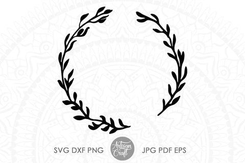 Wreath svg, Laurel wreath, monogram wreath, circle wreath SVG Artisan Craft SVG 