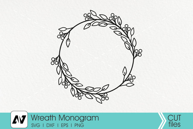 Wreath Svg, Wreath Monogram Svg, Monogram Frame Svg SVG Pinoyart Kreatib 