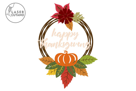 WREATH Thanksgiving Multilayer Laser Cut Files, Mandala, Round Sign SVG, 3D Designs, Paper Cut SVG LaserCutano 