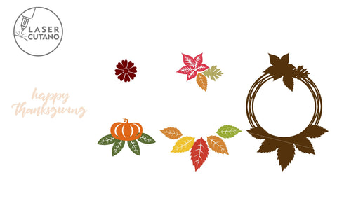 WREATH Thanksgiving Multilayer Laser Cut Files, Mandala, Round Sign SVG, 3D Designs, Paper Cut SVG LaserCutano 